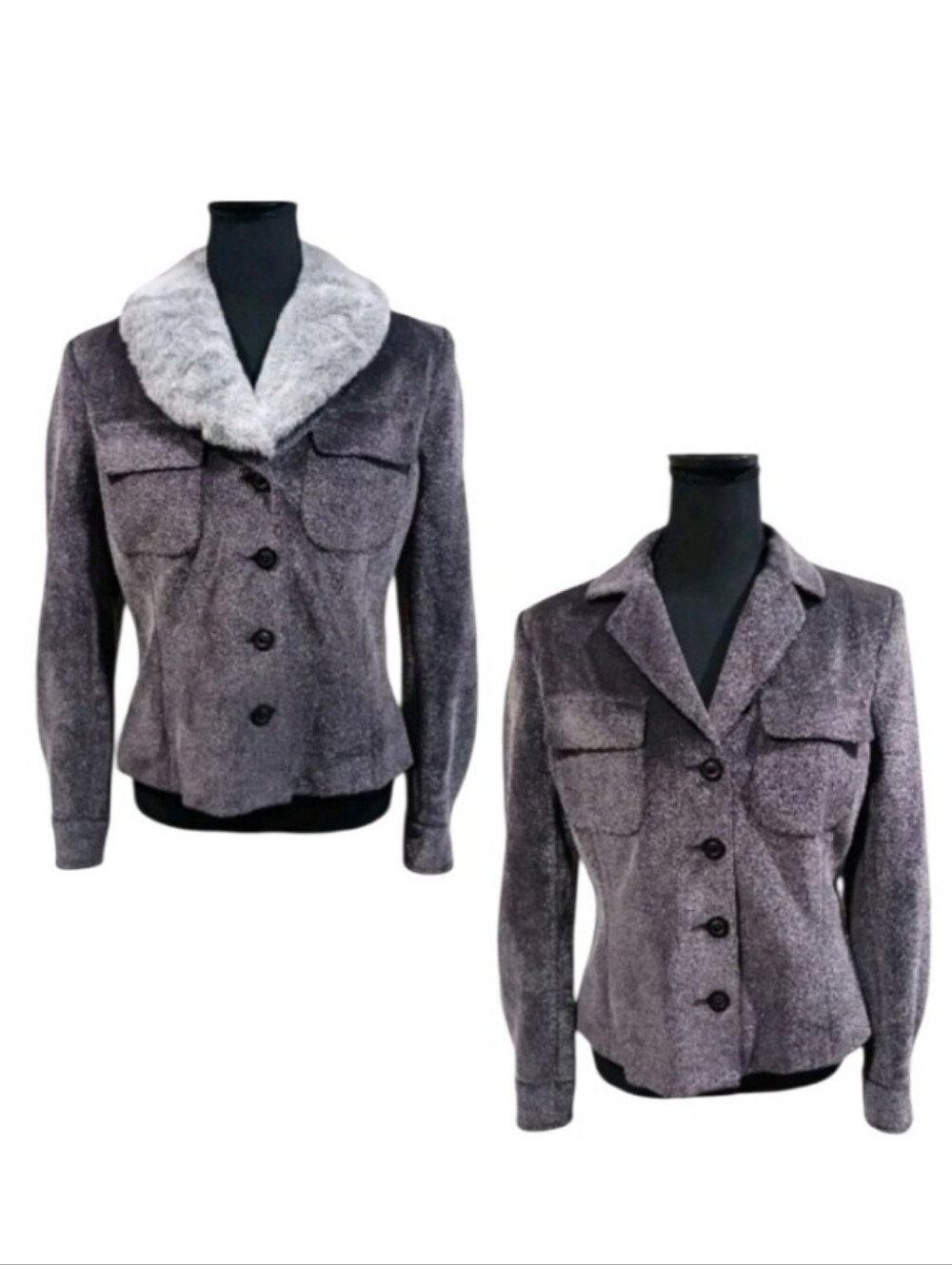 VTG Cadence Plush Pile Convertible Collar Blazer Jacket Unique